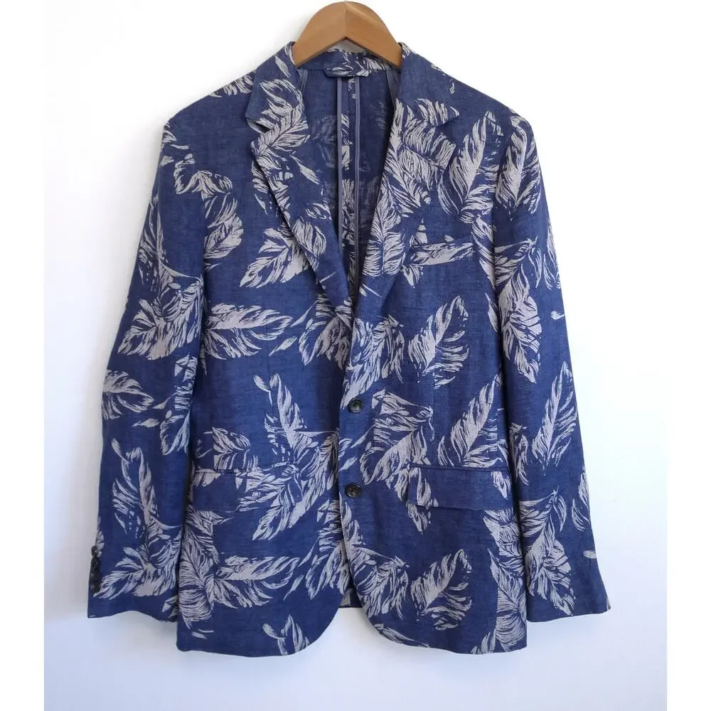 BONOBOS Unconstructed Slim Fit Floral Italian Linen Blazer Jacket Saks 38R $500